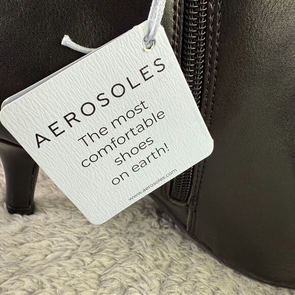 Aerosoles Edith Ankle Boot Women's Heeled Booties Black Vegan Leather Size 8.5 - Picture 7 of 10